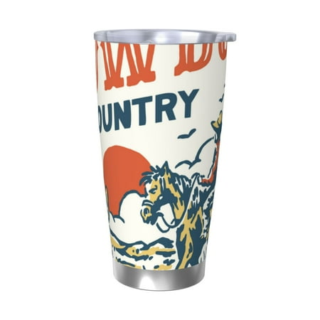

Vsdgher Cowboy Rising Horse 20 Oz Stainless Steel Vacuum Insulated Travel Mug Coffee Cup for Home Office Outdoor Works Great for Ice Drinks and Hot Beverage -Without Straw