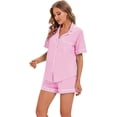 thumbnail image 6 of GEX 100% Cotton Pajamas for Women 2 Piece PJ Set Short Sleeve Button-Down Soft Knit Summer Sleepwear Loungewear S-XXL, 6 of 7