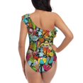 thumbnail image 5 of Pofeuu Color Summer Print Women's One Piece Swimsuits One Shoulder Swimwear Asymmetric Ruffle Monokinis Bathing Suits-X-Large, 5 of 6