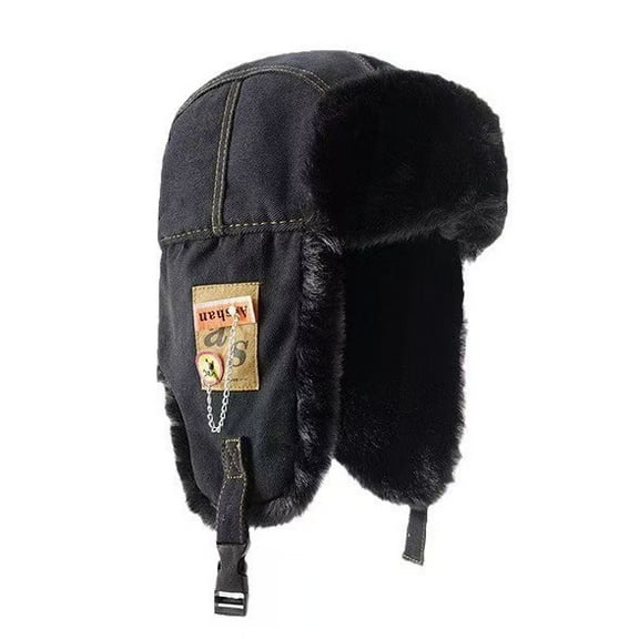 Vintage Inner Plush Trapper Hat for Teens Adult Windproof Winter Hat Thicken Earflap Hat Keep Warm Skiing Cycling Hat