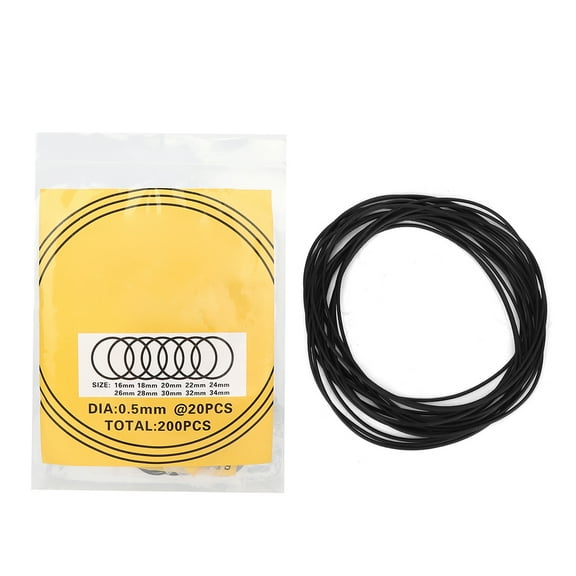 200pcs O Ring Rubber Seal, Different Sizes O Ring Watch Back Gasket, Watch O Rings Watch Back Cover Seal Gaskets Watch O Ring for Watch Repair and DIY[0.5mm]
