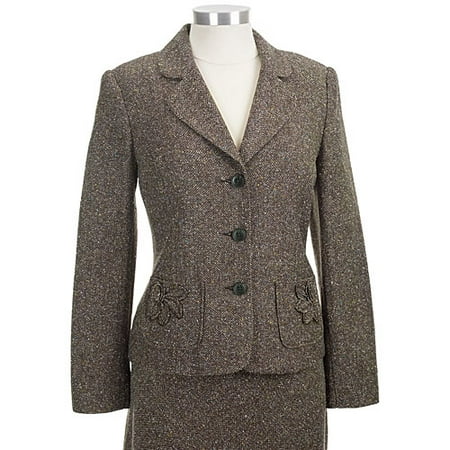 George - Women's Herringbone Tweed Applique Blazer