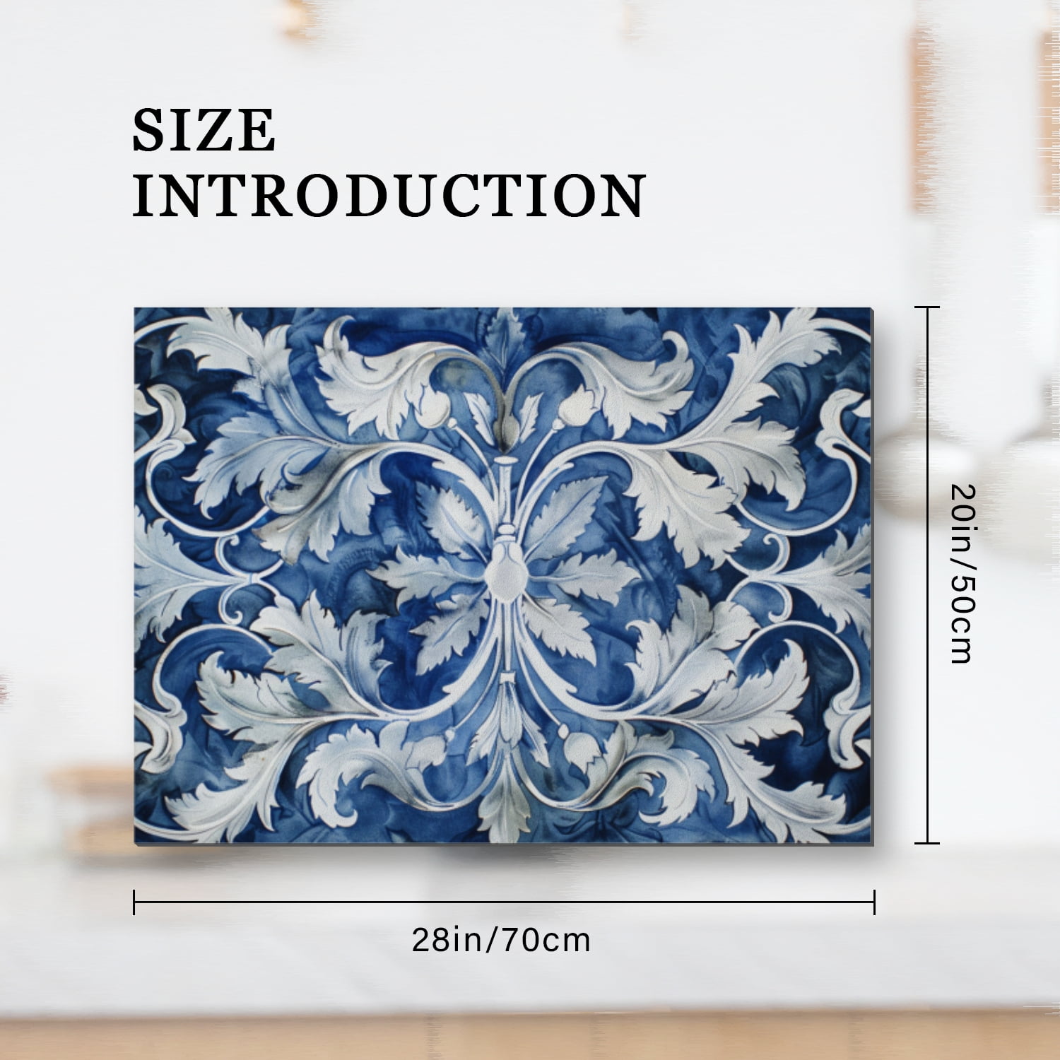 Square Stove Top Covers, Blue And White Flower Tapestry With Delicate Details Cover for Electric Stove Top, Foldable Washable Modern Decor Mat for Kitchen RV (28×20 Inch)