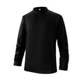 thumbnail image 5 of Timoontee Men's Fleece Lined Tops Spring Fall Warm Shirts Loungewear Shirt Casual Long Sleeve Stand Collar Shirts Solid Quarter Zip Pullover Black XL, 5 of 7