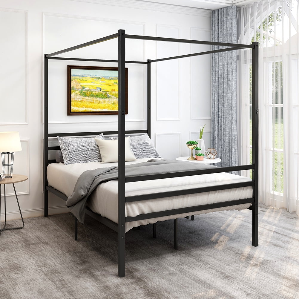 Private Jungle Metal Canopy Platform Bed, Sturdy Bed Frame Under-Bed Storage, Full Private Jungle Metal Canopy Platform Bed, Sturdy Bed Frame Under-Bed Storage, Full