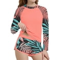 thumbnail image 1 of RXMEKW Swimsuit Set for Girls with Floral Print Two-Piece Beach Swimsuit for Kids Long Sleeve Rash Guard and Swim Shorts for Sun Protection and Swimming, 1 of 5
