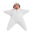 thumbnail image 2 of Kakishop Newborn Baby Star Shape Hooded Zipper Onesie Infant Winter Warm Solid Color Halloween Outfit (White,0-3 Months), 2 of 9