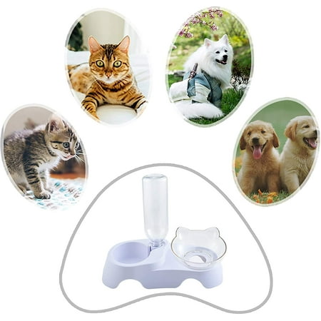 Cat Bowls  Cats Food Bowl with Raised Stand  2 in 1 Automatic Slow Feeder for Kitten Puppy About this item. 2 in 1 Function: Double bowl design  automatic water dispensers and feeders for cats  holds food and water at the same time. Material: Furpaw pet bowl is made of PC  non-toxic and tasteless  lightweight  safe and durable  base is stable and not easy to knock over. Design: Raised  low cat bowl is designed with a 15-bowl inclined platform and a reasonable angle to protect the pet s cervical spine. Use range: Automatic Cat Water Dispenser and Tilt Cat Bowl is suitable for feeding a variety of pets such as cats  puppies  rabbits etc. Warranty: Furpaw automatic cat food and water dispenser we are committed to satisfying the customer a shopping experience  any problem  please feel free to contact us. See more details.