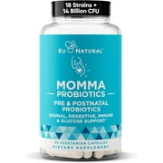 Momma Prenatal Probiotics Mom & Baby – Gut and Digestive Postpartum, Nursing, Morning Sickness Pregnancy Relief – 18 Clinically Proven Strains, 14 Billion CFU, Prebiotic – 30 Mini Vegan Capsules