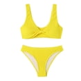 thumbnail image 4 of Penkiiy Women Triangle Halter Thong Bikini Set Ruffle Sexy String Two Piece Swimsuit Bathing Swimwear M Yellow, 4 of 4