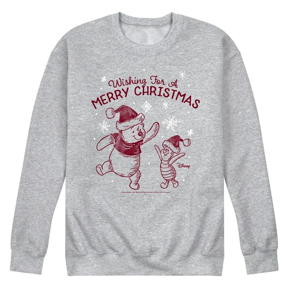 Disney Winnie The Pooh - Wishing For A Merry Christmas - Men's Crew Neck Fleece Pullover