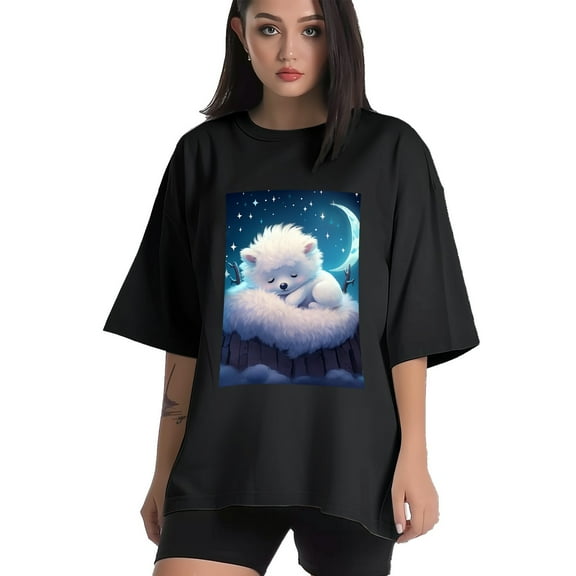 Plus Size Shirt for Women Black Tops for Women Short Sleeves Shirt for Women Cute Puppy T Shirt Crewneck Shirt for Women XS