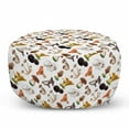 thumbnail image 1 of Mushroom Pouf Cover with Zipper, Realistic Style Various Kinds of Fresh Toadstools Truffles Natural Lifestyle Cook, Soft Decorative Fabric Unstuffed Case, 30" W X 17.3" L, Multicolor, by Ambesonne, 1 of 5