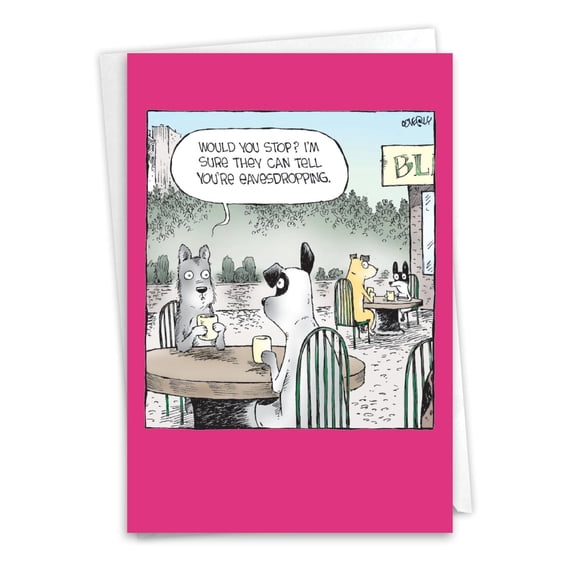 NobleWorks Funny Birthday Greeting Card with 5 x 7 Inch Envelope (1 Card) Bday Eavesdropping Dog C10874BDG