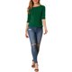 thumbnail image 2 of CAMISETAS CASUALES DE MUJER CON MANGAS DE CODO Y ESCOTE BARCO AJUSTE CEÑIDO VERDE PROFUNDO XL, 2 of 7