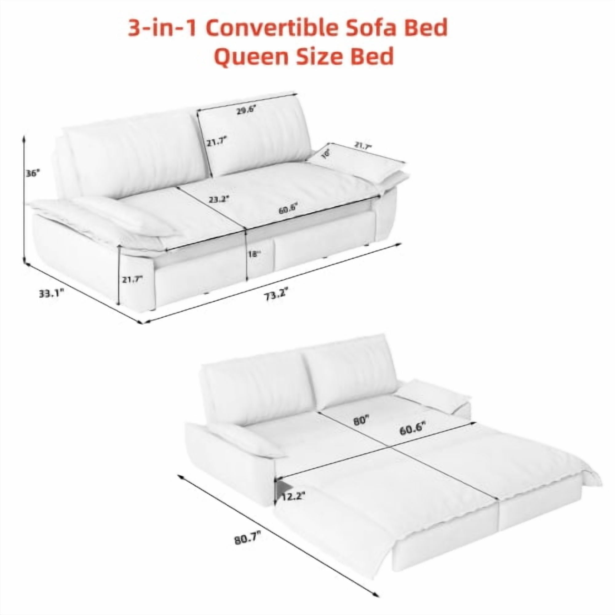 73.2 Inch Queen Pull Out Sofa Bed, 3-in-1 Convertible Sleeper Velvet Loveseat for Living Room, Guest Room, Green