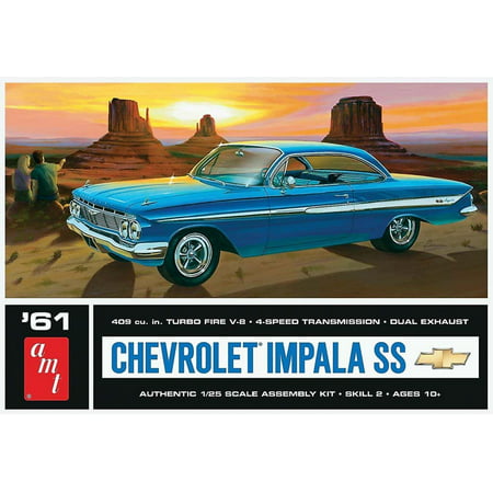 1013 1961 Chevy Impala SS 1/25 Plastic Model Car Kit, Made by AMT; AMT is a United States based company; parts are sourced from Global producers By