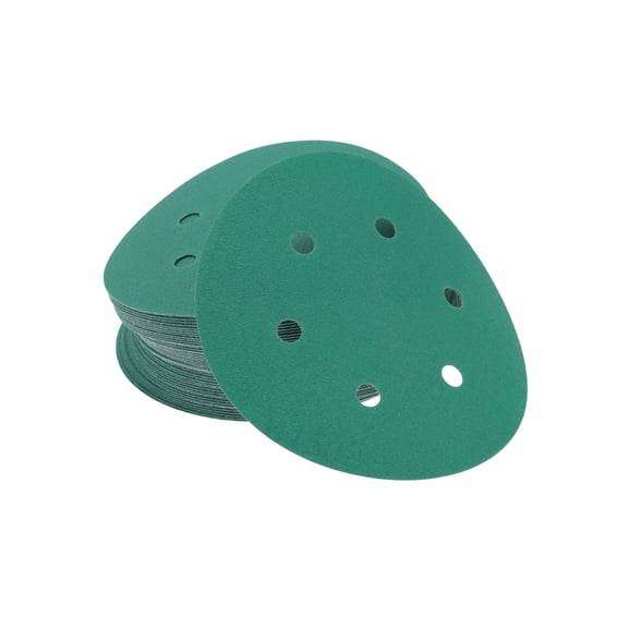 Unique Bargains Car Sanding Discs 6inch 6 Hole 120 Grit Abrasion Resistance | Round Hook and Loop Sandpaper Green 50 Pcs