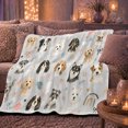 thumbnail image 6 of Playful Dog Heads Bows Rainbows Cheerful Painterly, Playful Pet Portrait Pattern, Warm Flannel Blanket for Living Room and Reading Nook, Dog Lovers Friendship Gift, Pet Lover Home Decor, 6 of 9