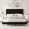 thumbnail image 2 of Queen Size Bed Frame, Adjustable Height Headboard, Velvet Upholstered Platform Bed Frame, No Box Spring Needed, Easy Assembly, Black, 2 of 7