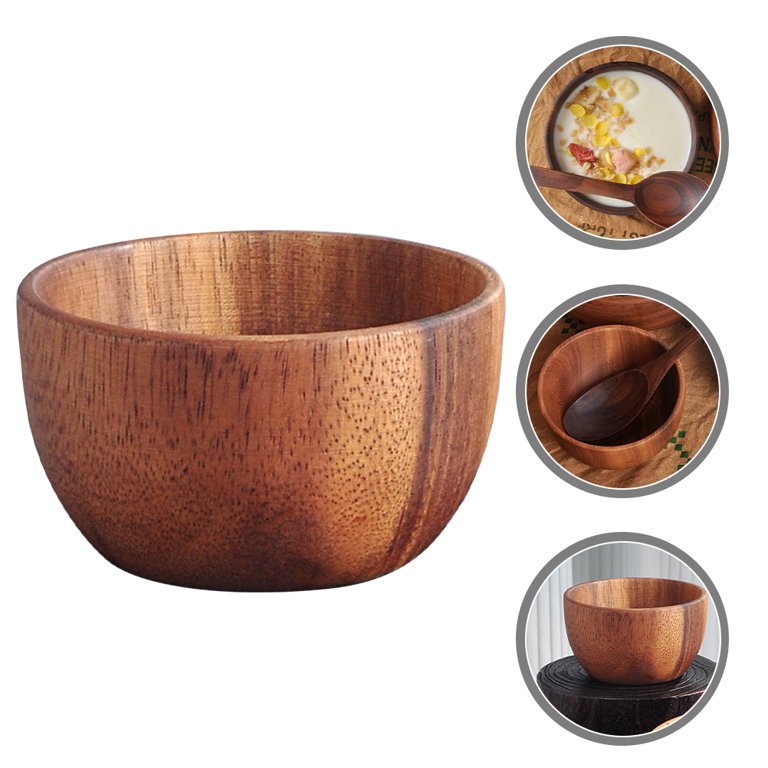 Solid wooden bowl with lid Wooden salad bowl Reusable serving bowl for  Salad, Fruits, Cereal, Soup, Rice, Everyday Use, Durable