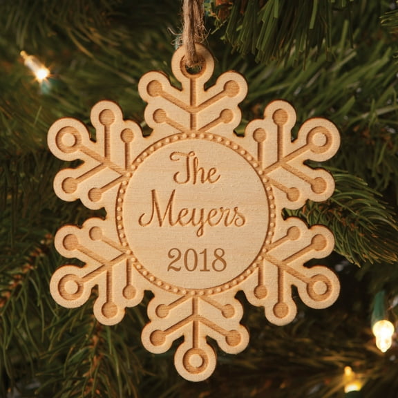 Personalized Snowflake Wood Family Christmas Ornament