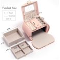 thumbnail image 4 of Princess Style Jewelry Box with Mirror, All-in-One Jewelry Organizer for Earring, Necklace, Ring and Bracelet, Large Capacity Jewelry Display Storage Case (Pink), 4 of 5