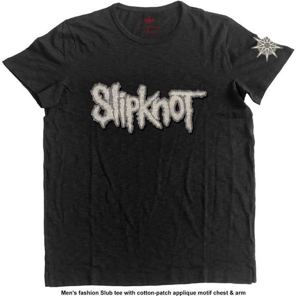 Men's Slipknot Logo & Star (Applique Motifs) Vintage T-shirt Small Black