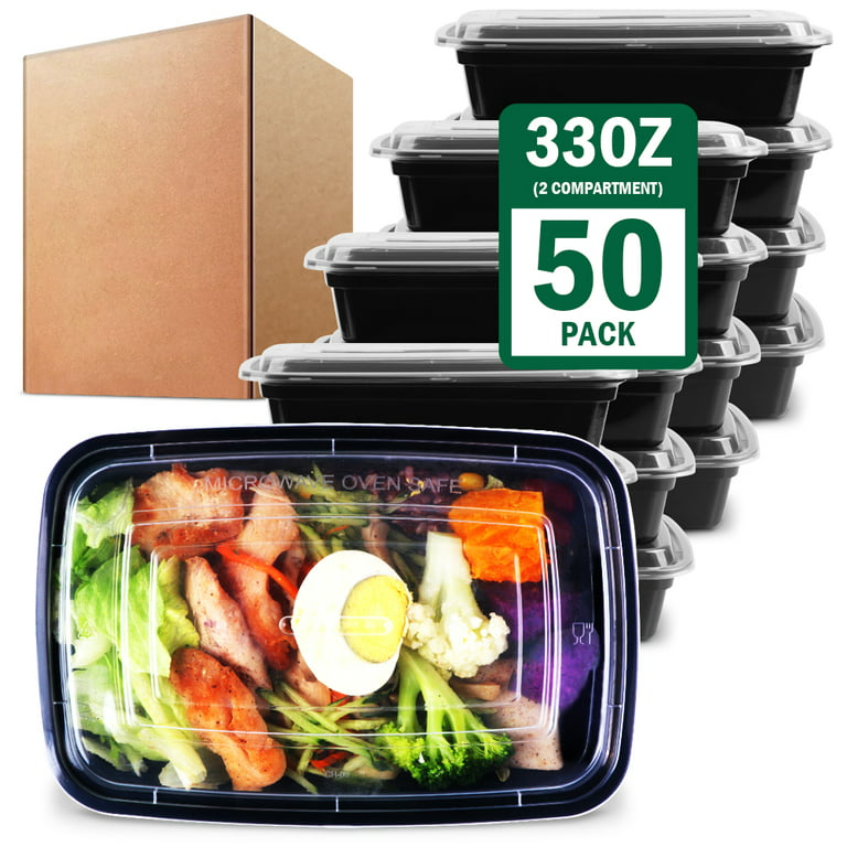WGCC Meal Prep Containers, 50 Pack Extra-thick Food Storage Containers with  Lids, Disposable & Reusable Plastic Bento Lunch Box, BPA Free, Stackable
