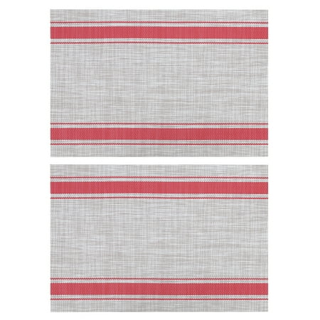

Washable Set Of 2 Heat Insulation Placemat Table Pad For Dining Kitchen Red