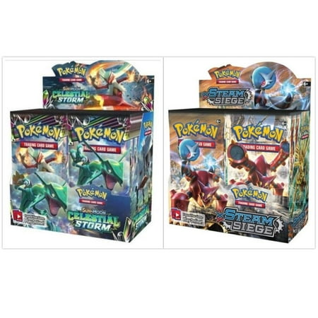 Pokemon TCG Sun & Moon Celestial Storm Booster Box and XY Steam Siege Booster Box Pokemon Trading Cards Game Bundle, 1 of (Best Way To Get Steam Trading Cards)