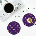 thumbnail image 5 of Disketp Purple Mardi Gras Funny Coasters,4 Pcs Leather Coasters With Holder, Perfect Housewarming Hostess Gifts,Protect Furniture From Water Marks Scratch And Damage, 5 of 9