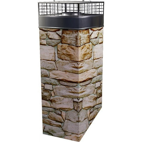 18” X 18” X 60”H Faux Chimney Housing Surround KIT Printed Aluminum Panels, Stainless Steel Flashing, Cap and Screws SS3