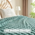 thumbnail image 3 of Queen Blanket for Couch Light Teal Super Soft Flannel Fleece 3D Bubble Lightweight Bed Blanket All Season Use (Light Teal, Queen(90"x90")), 3 of 9