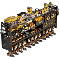 Large Power Tool Organizer Wall Mount Loads 600 lbs, Heavy Duty 4-Tier 12 Drills Holder, Cordless Tool Storage Battery Shelf, Utility Racks for Garage Workshop Shed, Gifts for Men Husband