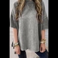 thumbnail image 4 of Camiseta Básica Informal de Verano de Corta con Aberturas Laterales Extragrandes, Gris Talla S, 4 of 7