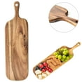 thumbnail image 2 of 1 Pc Wood Cutting Board with Handle Long Wooden Charcuterie Board Paddle Cheese Board Serving Boards for Kitchen Meat, Pizza,Cheese, Bread, Vegetables &Fruits, 16.14x4.72x0.59 Inch, Khaki, 2 of 7