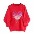 thumbnail image 1 of SOMOWI Chandail pour Femmes de la Saint-Valentin à Imprimé, Manches Longues, Col Rond, Chandail Décontracté Confortable, Rouge, Chandails pour Temps Froid 2TG, 1 of 5