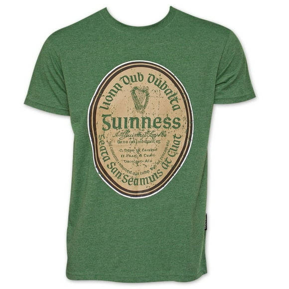 Guinness Beer Gaelic Label Heather T-Shirt - Green-3XLarge