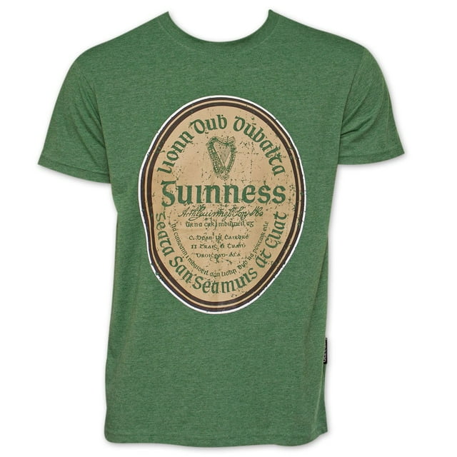 Guinness T-Shirt Chiné avec Étiquette Gaélique de Bière - Vert-3Xlarge