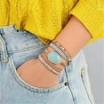thumbnail image 3 of K-KED Women's 5 Strands Leather Strap Boho Bracelets Natural Tianhe Stones Woven Wrap, 3 of 8