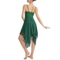 thumbnail image 3 of Haitryli Women Adult Lyrical Camisole Ballet Dance Leotard Dress Gymnastics Bodysuit Asymmetric Chiffon Dancewear Green L, 3 of 7