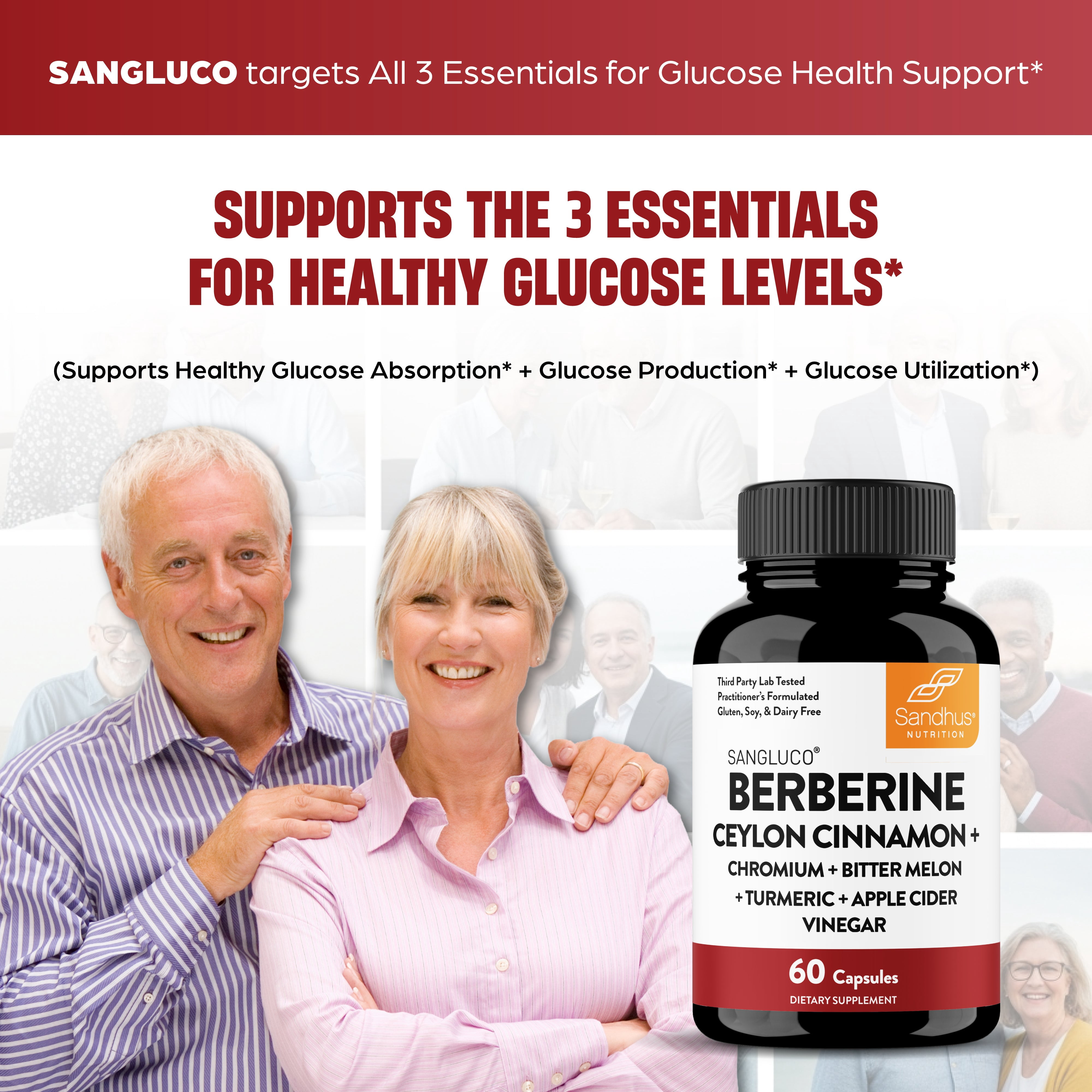 Blood Sugar Support Complex Supplement | Supports Healthy Blood Sugar Levels Already Within Normal Range | With Berberine, Cinnamon, Chromium, Turmeric, Apple Cider Vinegar, Bitter Melon, 60 Capsules