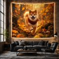 thumbnail image 6 of Red Scarf Dog Running on an Autumn Forest Path, Cheerful Rustic Style for Dog Lovers, Pet Wall Art, Housewarming Gift, Tapestry Wall Hanging for Bedroom and Cabin, 6 of 7