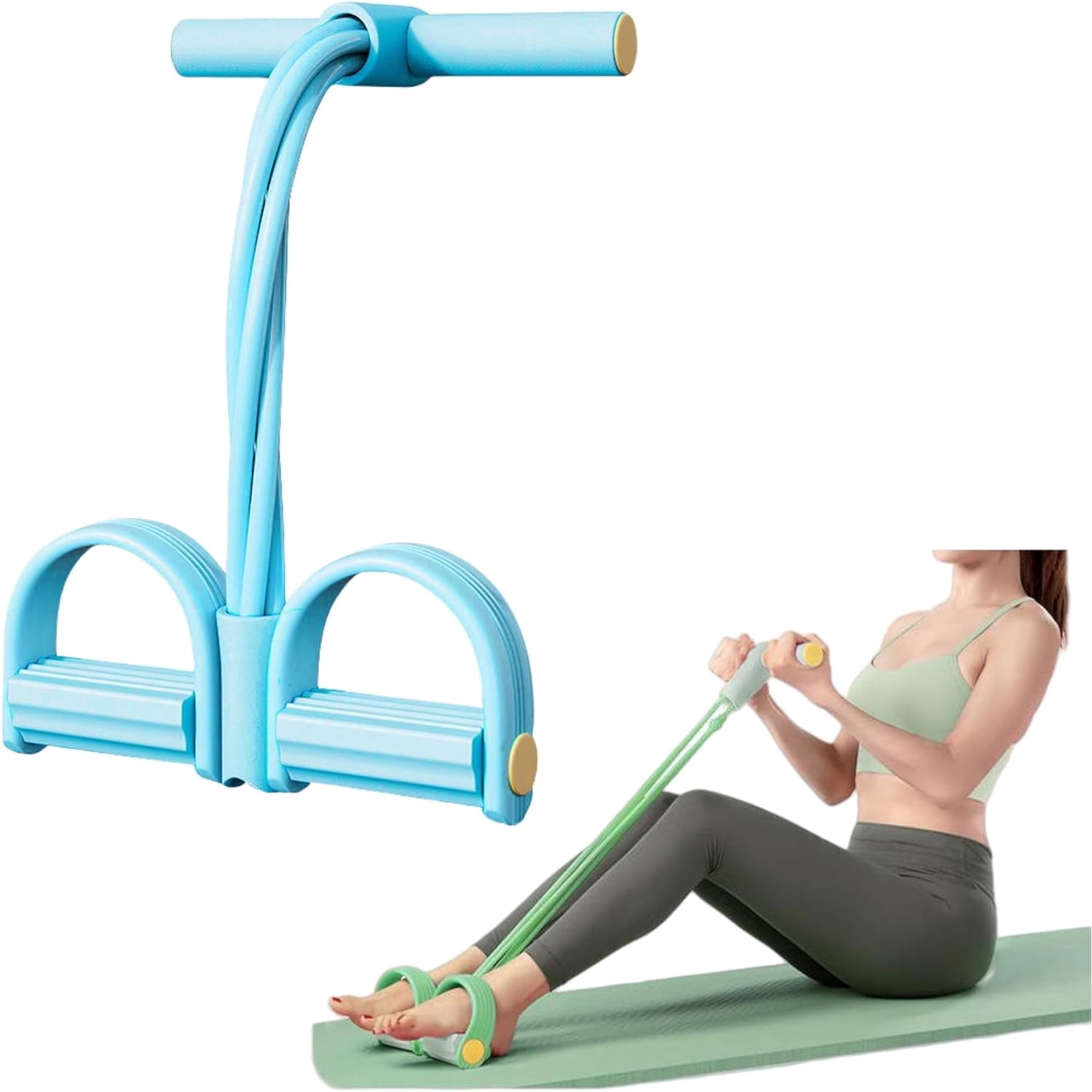 Stirrup Puller, 21 Fitness Resistance Bands-4 Tube Pedal Ankle Puller, Natural Latex Tension Rope Fitness Equipment for Abdomen/Waist/Arm/Leg