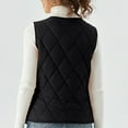 thumbnail image 5 of Xyxonk Women Quilted Puffer Vest Sleeveless Collarless Lightweight Button Down Padded Gilet Warm Fleece Lined Coat with Pockets,Black 5XL, 5 of 5