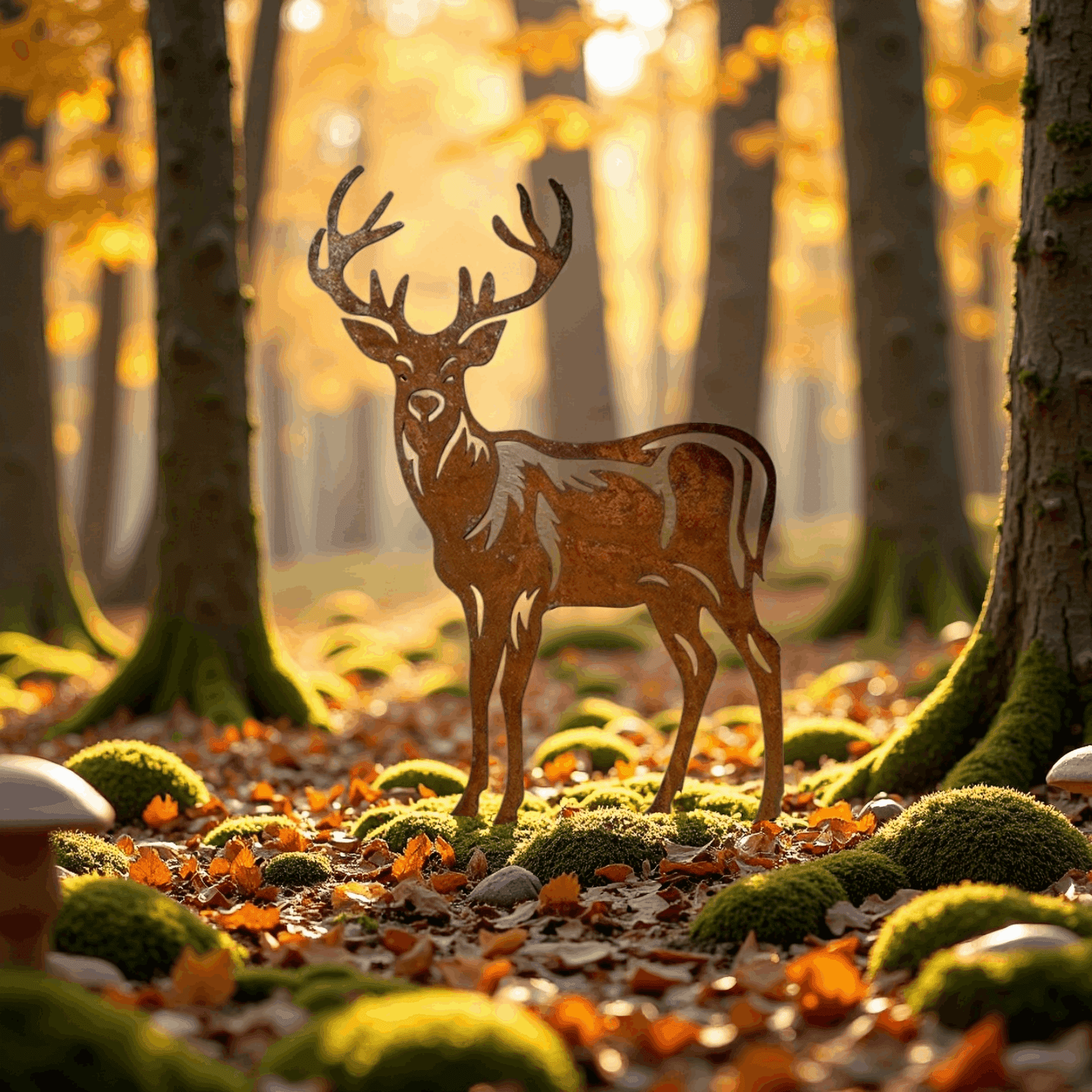 16" Christmas Deer Stakes Garden Decor for Outside Metal Decorative Garden Stakes Christmas Decorations Outdoor Realistic Deer Statues Decorations for Yard Art Patio Backyard Lawn