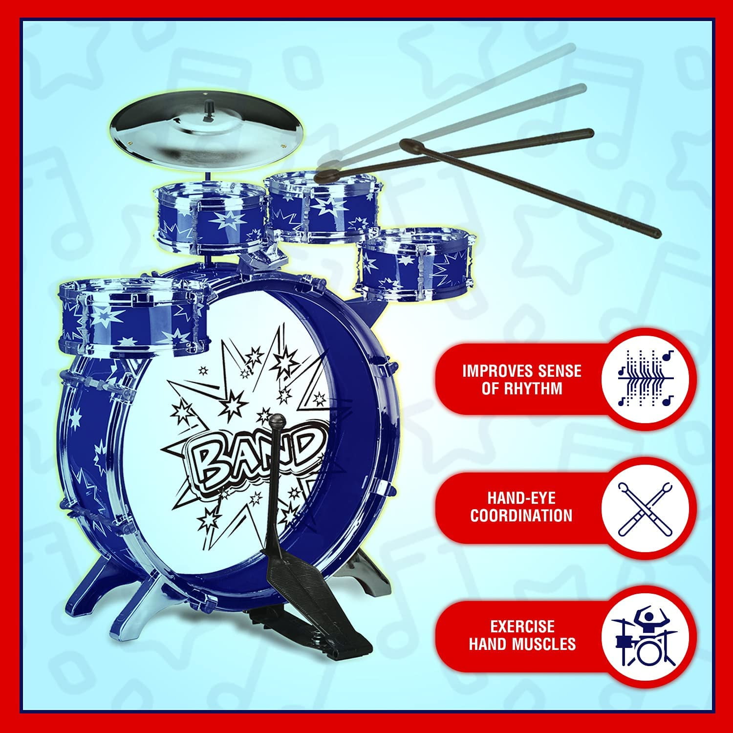 ToyVelt Kids Jazz Drum Set 12 Pieces
