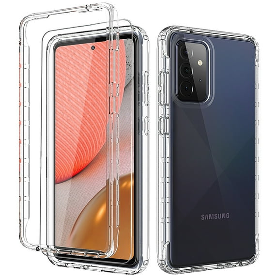 Xhy Samsung Galaxy A72 Case with Screen Protector Shockproof A72 5G Phone Cover [Non-Yellowing] [Scratch-Resistant] Anti-Scratch Crystal Clear