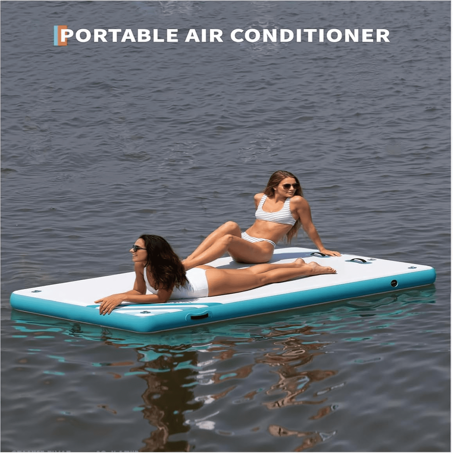 Inflatable Floating Dock Air Dock Platform 6ft/8ft Non-Slip Inflatable Water Mat Floating Island Raft for Lake Pool Beach Ocean